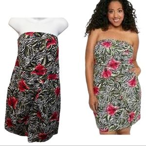 Torrid Black and Pink Strapless Mini Sundress